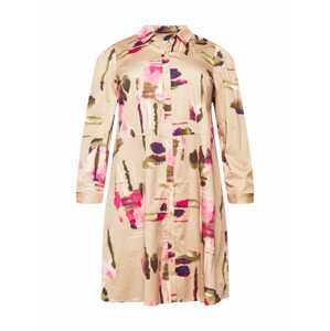 Selected Femme Curve Košilové šaty 'Woodie' béžová / olivová / tmavě fialová / pink / růžová