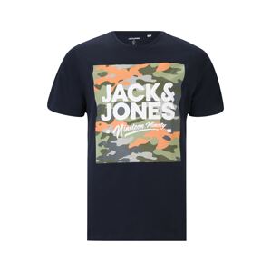 Jack & Jones Plus Tričko 'PETE'  námořnická modř / oranžová / bílá / světle zelená / khaki