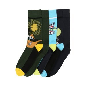 Jack & Jones Junior Ponožky 'WAVE'  tmavě zelená / tyrkysová / námořnická modř / žlutá / černá