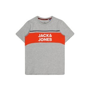 Jack & Jones Junior Tričko 'CONRAD'  světle šedá / oranžová / bílá