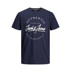 Jack & Jones Plus Tričko 'Dusty'  námořnická modř / bílá