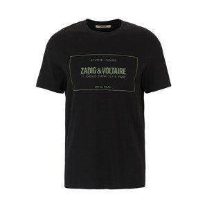 Zadig & Voltaire Tričko 'TED BLASON'  černá / khaki