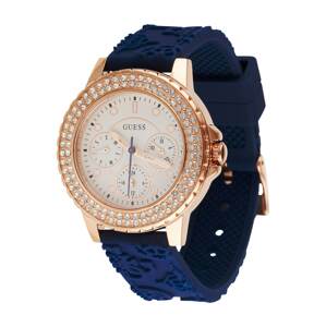 GUESS Analogové hodinky  modrá / zlatá / průhledná / bílá
