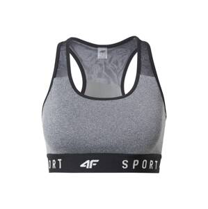 4F Sportovní podprsenka  šedý melír / černá / bílá