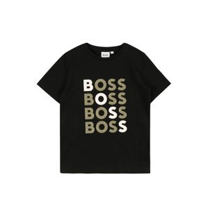 BOSS Kidswear Tričko  černá / béžová / šedobéžová