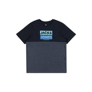 Jack & Jones Junior Tričko 'Jahn'  kouřově modrá / kobaltová modř / světlemodrá / šedý melír / černá