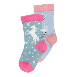 Walkiddy Ponožky pastelová modrá / světlemodrá / pink / růže / bílá