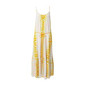 DELICATELOVE Letní šaty 'STUFF NEW TIGER' azurová / zlatě žlutá / broskvová