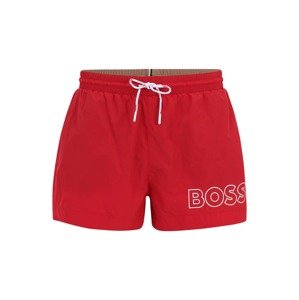 BOSS Black Plavecké šortky  červená / bílá