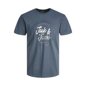 Jack & Jones Plus Tričko 'STAMP'  šedá / bílá