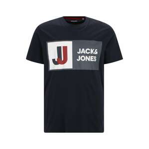 Jack & Jones Plus Tričko 'LOGAN'  námořnická modř / rubínově červená / bílá