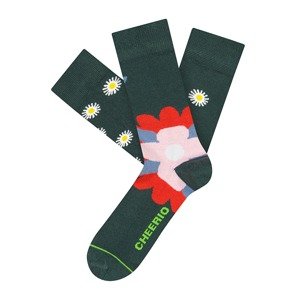 CHEERIO* Ponožky 'Alpine Daisies'  tmavě zelená / mix barev