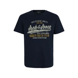 Jack & Jones Plus Tričko 'BOOSTER'  námořnická modř / žlutá / světle šedá