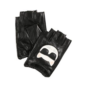 Karl Lagerfeld Rukavice s krátkými prsty  béžová / černá / bílá