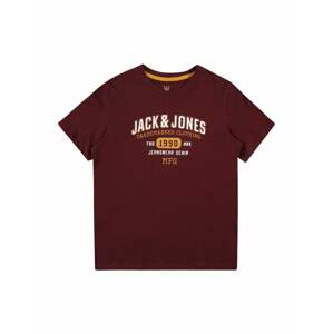 Jack & Jones Junior Tričko 'STAMP'  zlatě žlutá / vínově červená / bílá