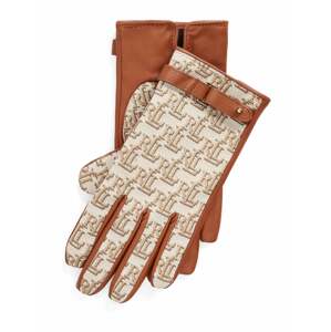 Lauren Ralph Lauren Prstové rukavice  béžová / karamelová / bílá